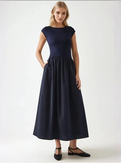 Vestido midi contrastante hiccup - Kiabi Vestido midi contrastante hiccup - Kiabi