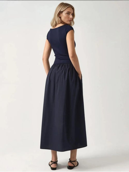 Vestido midi contrastante hiccup - Kiabi Vestido midi contrastante hiccup - Kiabi