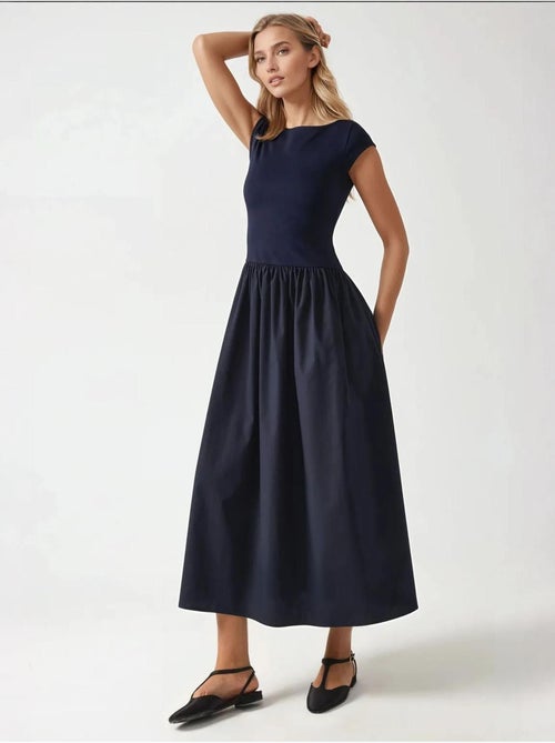 Vestido midi contrastante hiccup - Kiabi Vestido midi contrastante hiccup - Kiabi