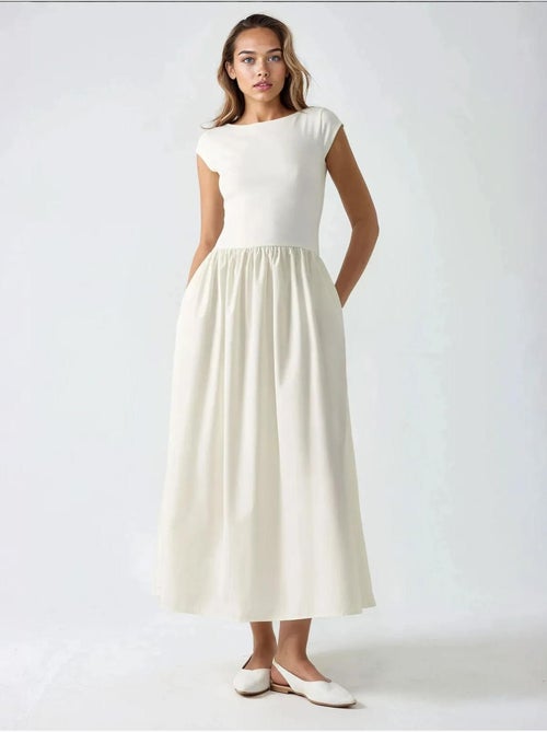 Vestido midi contrastante hiccup - Kiabi Vestido midi contrastante hiccup - Kiabi