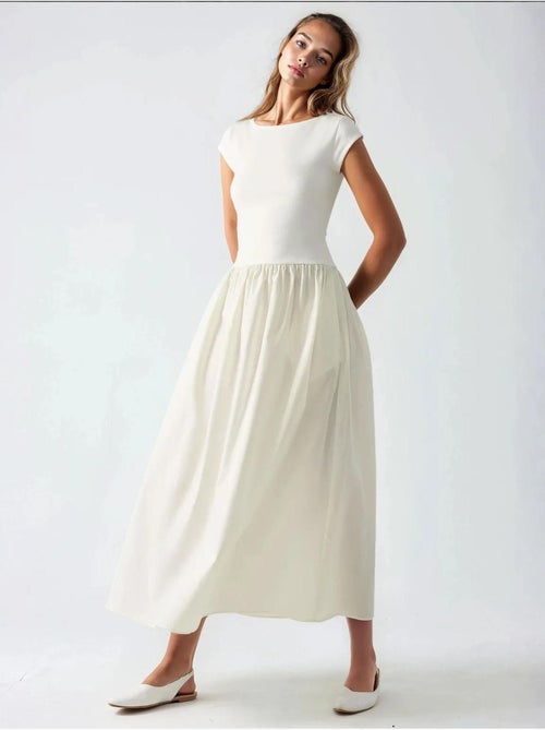 Vestido midi contrastante hiccup - Kiabi Vestido midi contrastante hiccup - Kiabi