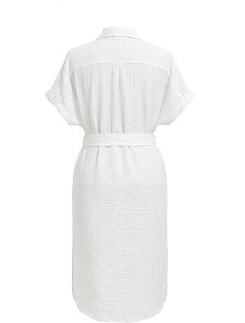 Vestido midi cruzado com cinto e manga curta mixray