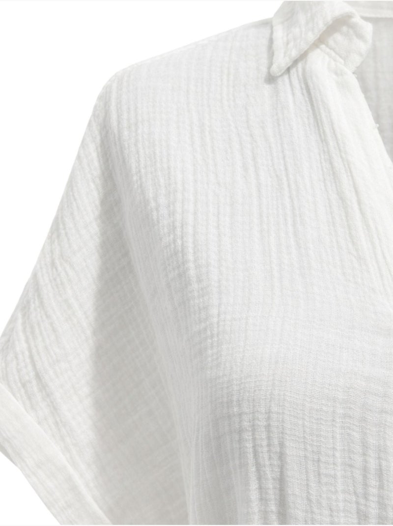 Vestido midi cruzado com cinto e manga curta mixray Branco - Kiabi