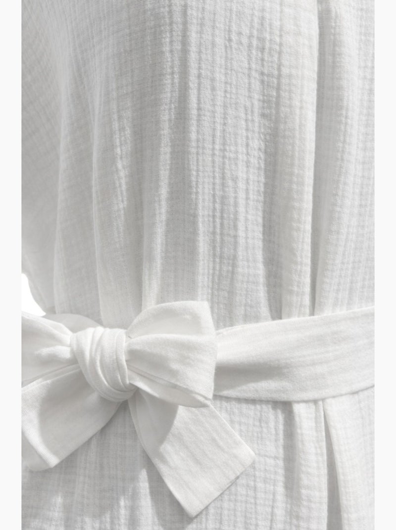 Vestido midi cruzado com cinto e manga curta mixray Branco - Kiabi