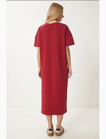 Vestido midi de algodão com racha istanbul