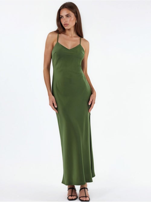 Vestido midi de cetim - Kiabi Vestido midi de cetim - Kiabi