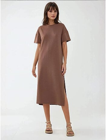 Vestido midi de corte descontraído com gola redonda hiccup