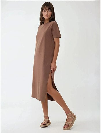Vestido midi de corte descontraído com gola redonda hiccup