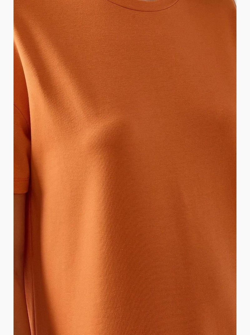 Vestido midi de corte descontraído com gola redonda hiccup Laranja-claro - Kiabi