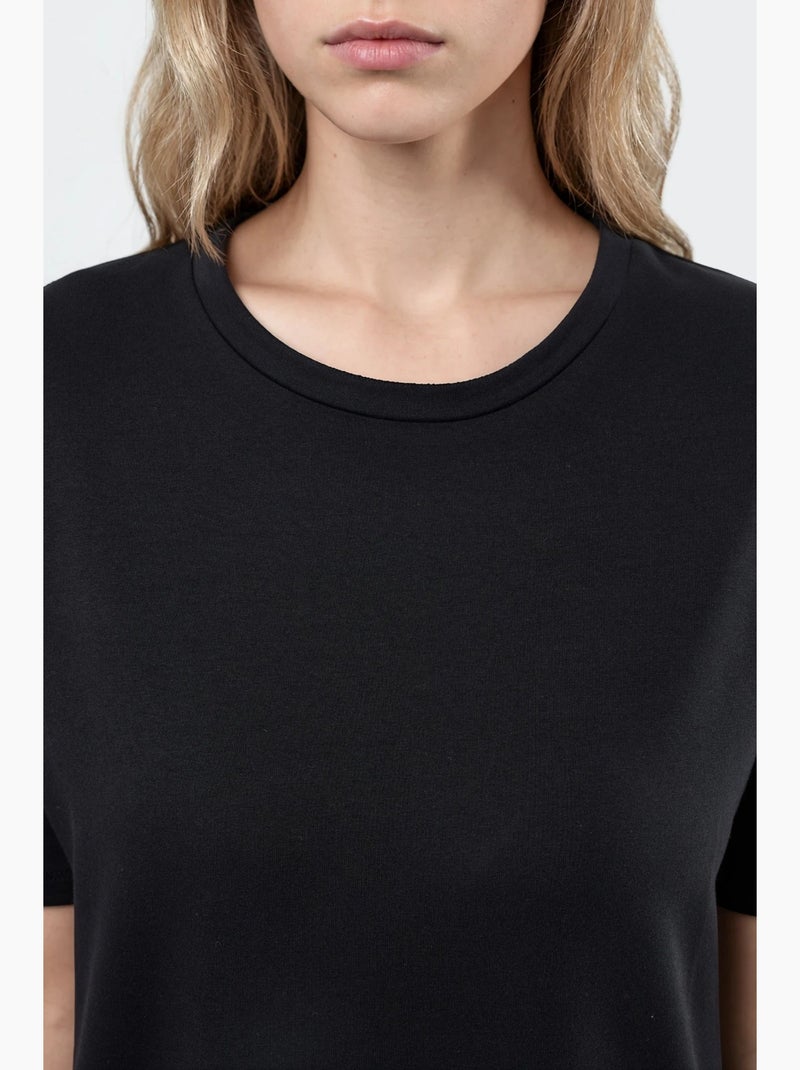Vestido midi de corte descontraído com gola redonda hiccup Preto - Kiabi