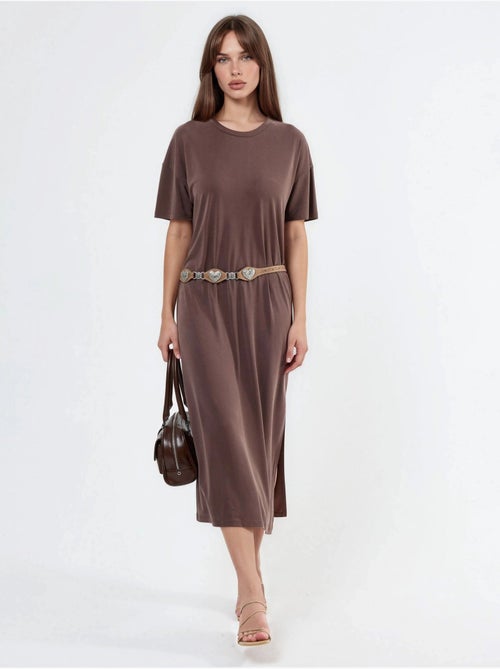 Vestido midi de corte relaxed hiccup - Kiabi Vestido midi de corte relaxed hiccup - Kiabi