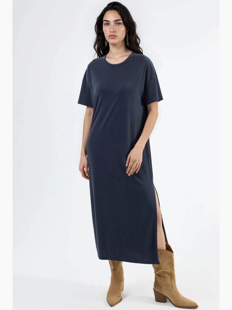 Vestido midi de corte relaxed hiccup Cinza escuro - Kiabi