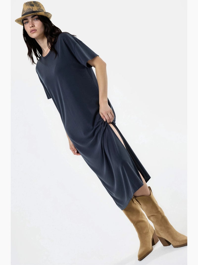 Vestido midi de corte relaxed hiccup Cinza escuro - Kiabi