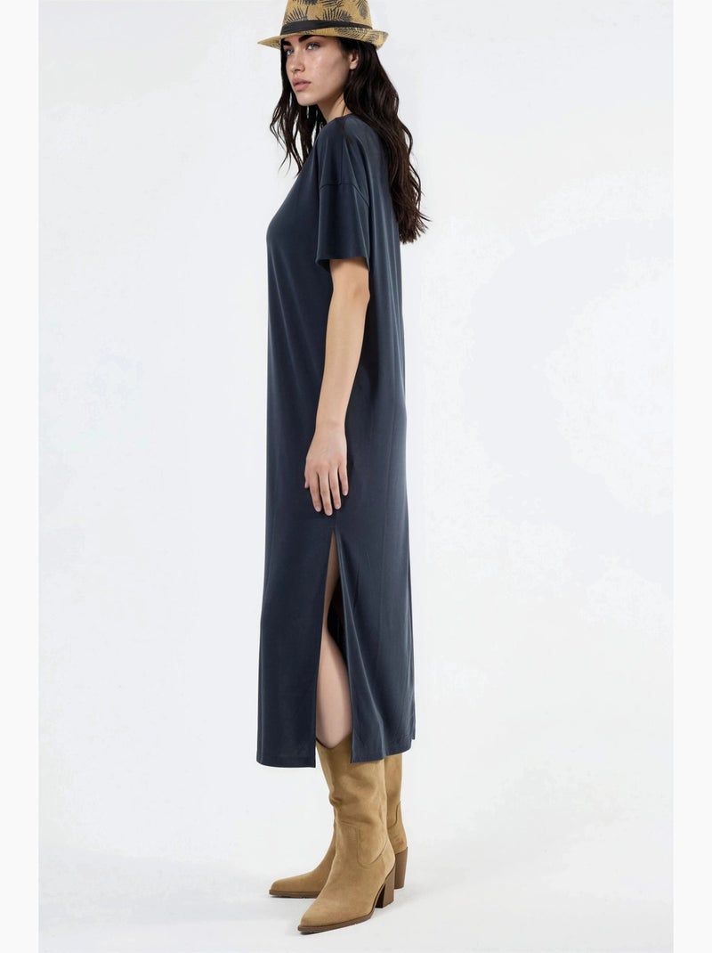 Vestido midi de corte relaxed hiccup Cinza escuro - Kiabi