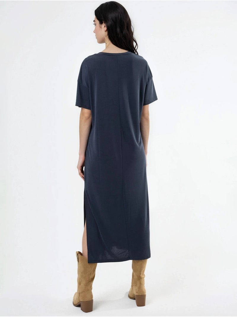 Vestido midi de corte relaxed hiccup Cinza escuro - Kiabi