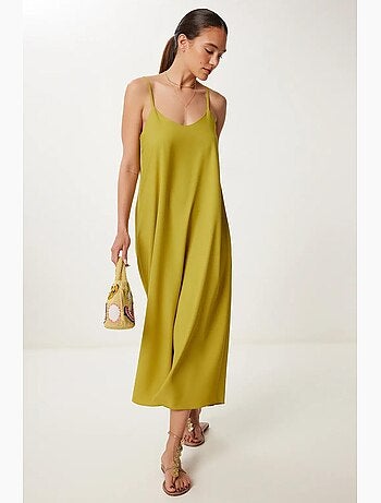Vestido midi de corte solto com decote em u istanbul