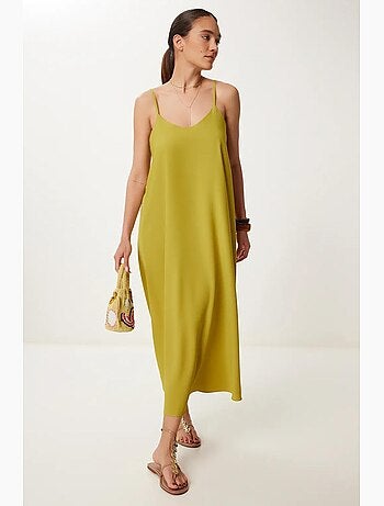 Vestido midi de corte solto com decote em u istanbul