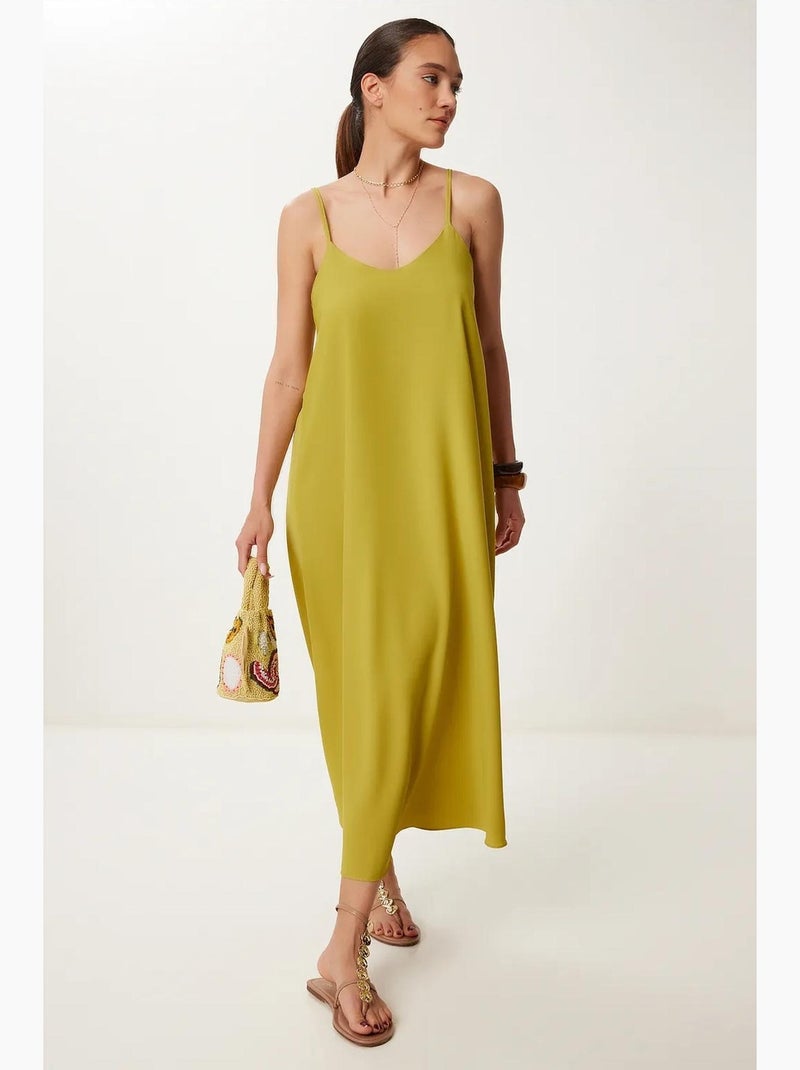 Vestido midi de corte solto com decote em u istanbul Verde - Kiabi
