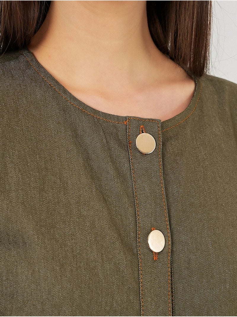 Vestido midi de ganga com cinto bdart Cáqui - Kiabi