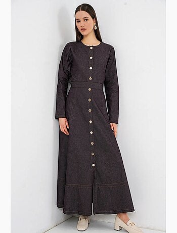 Vestido midi de ganga com cinto bdart