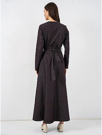 Vestido midi de ganga com cinto bdart