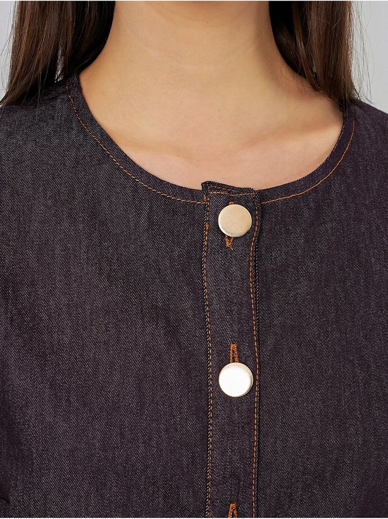 Vestido midi de ganga com cinto bdart Castanho-chocolate - Kiabi