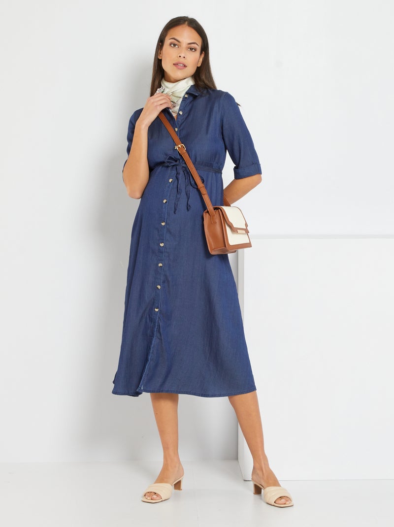 Vestido midi de grávida AZUL - Kiabi