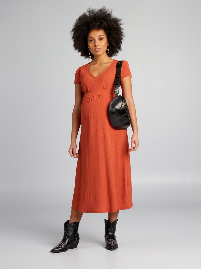 Vestido midi de grávida CASTANHO - Kiabi
