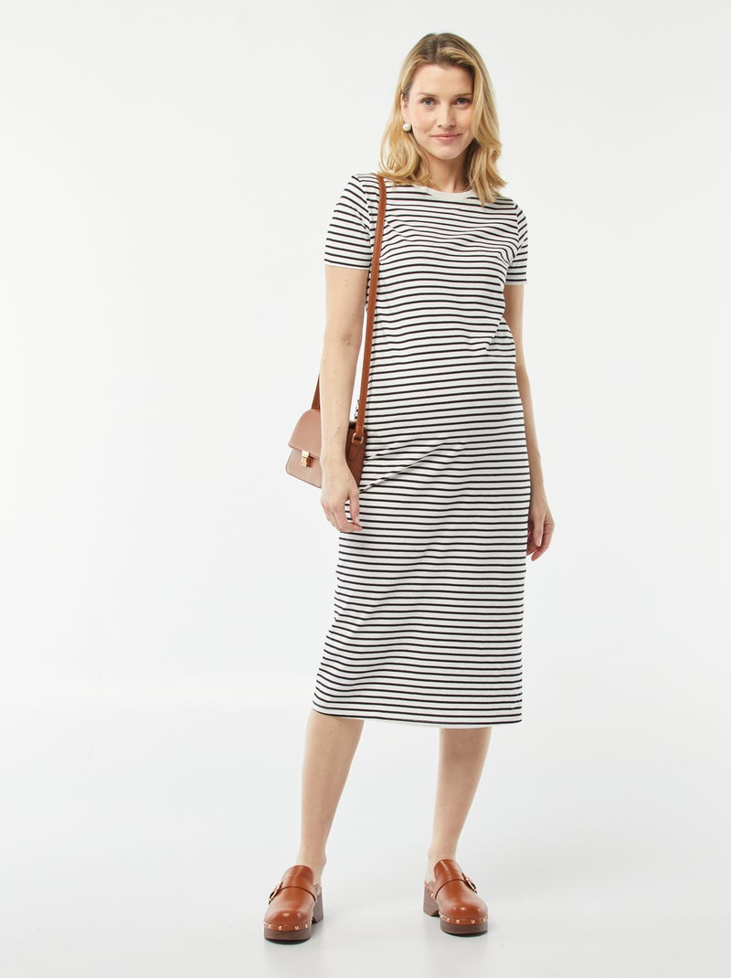 Vestido midi de grávida com corte adaptado BRANCO - Kiabi