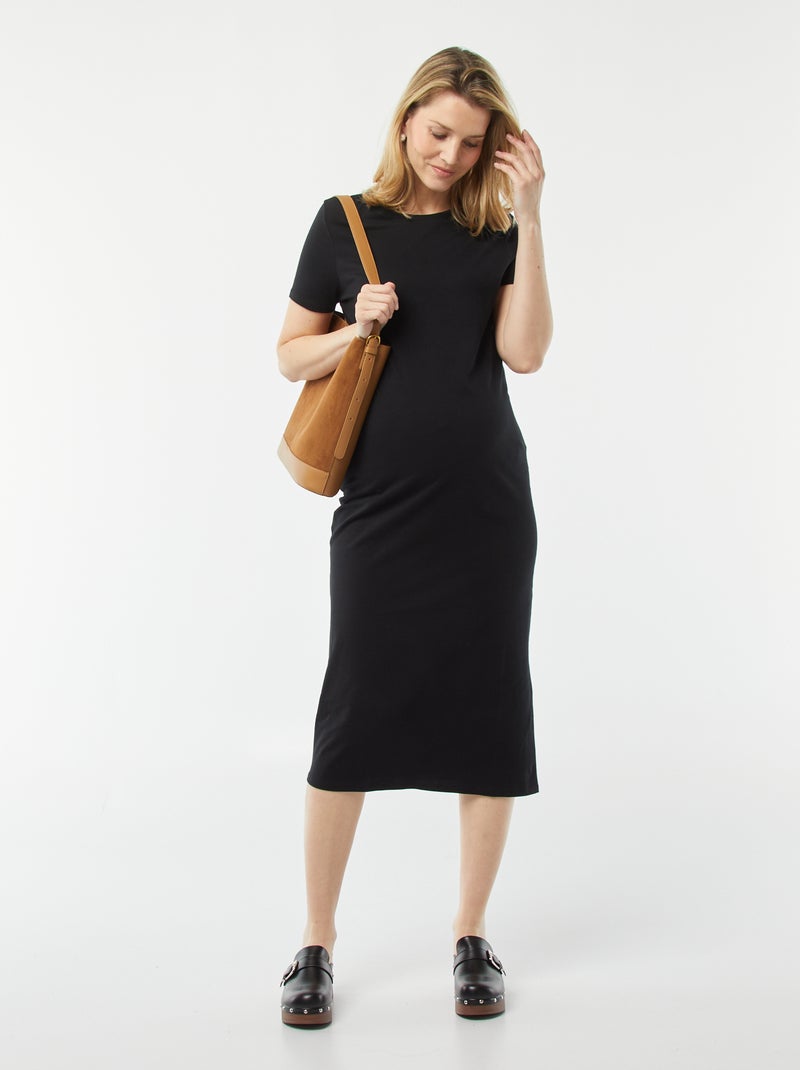 Vestido midi de grávida com corte adaptado Preto - Kiabi