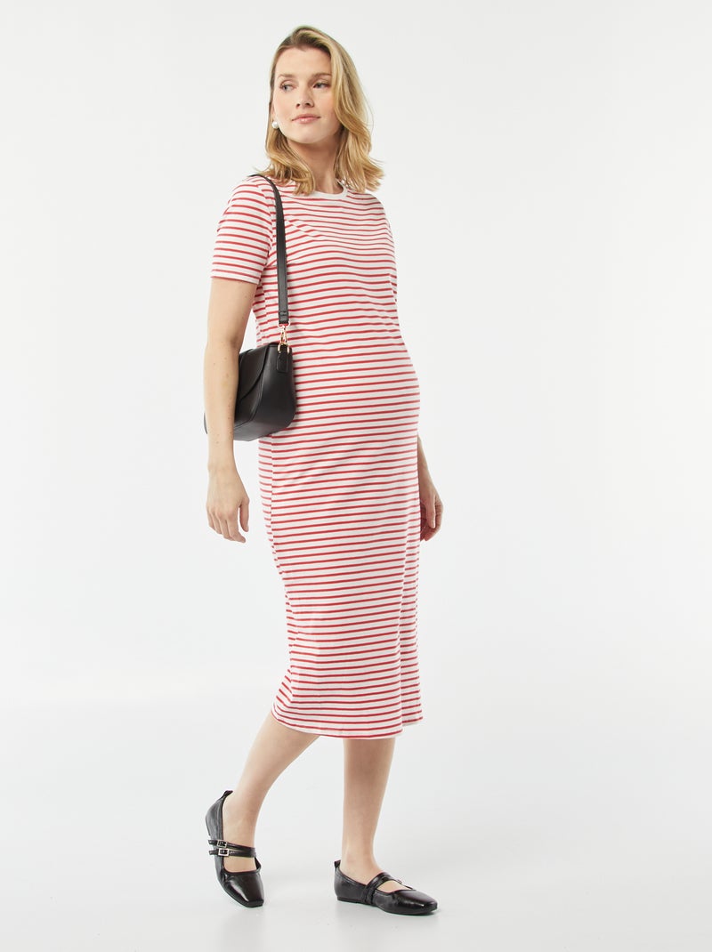 Vestido midi de grávida com corte adaptado VERMELHO - Kiabi