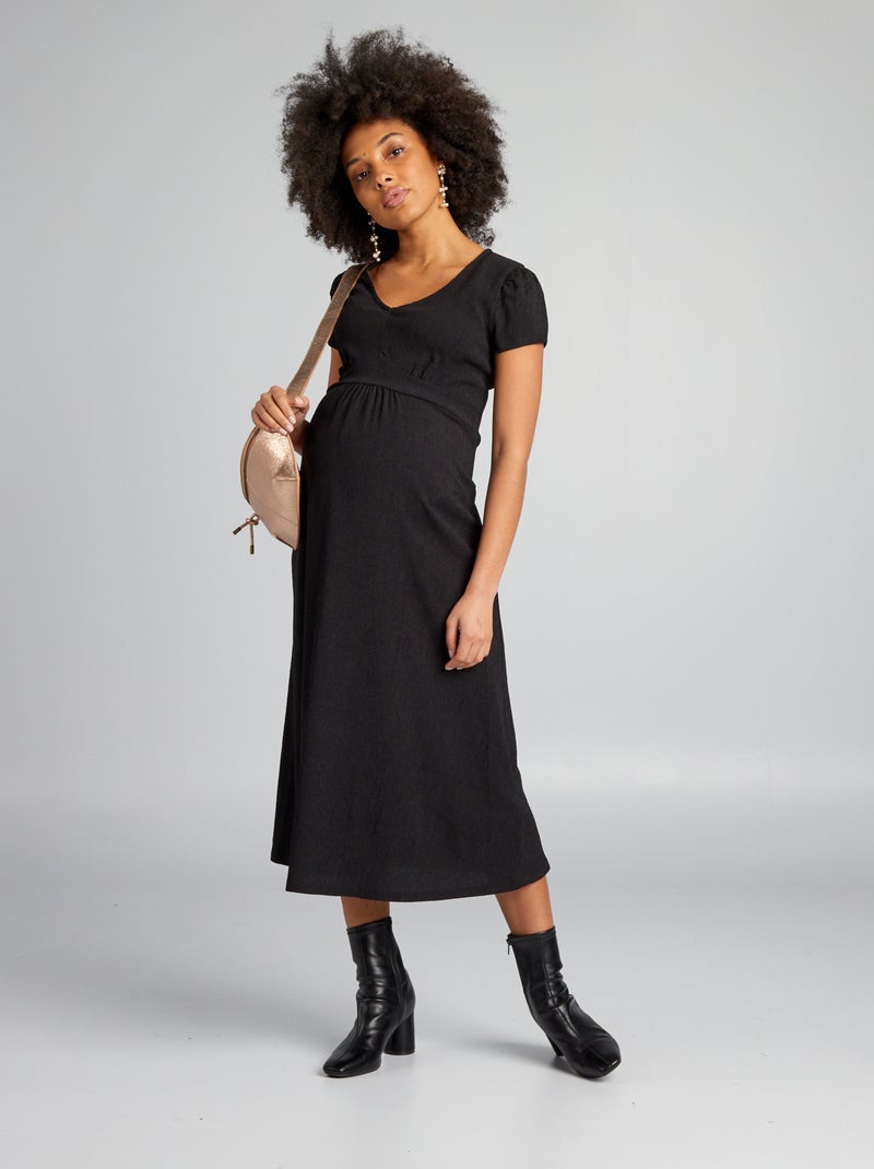 Vestido midi de grávida Preto - Kiabi