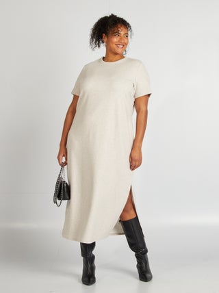 Vestido midi de malha canelada