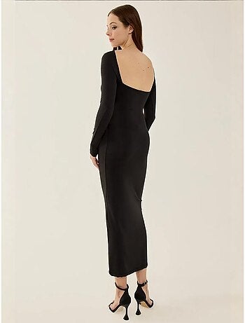Vestido midi de malha com costas abertas hiccup