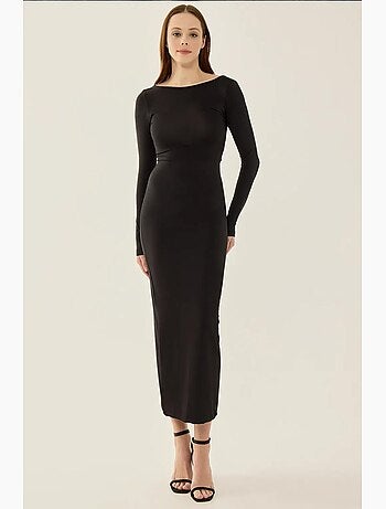 Vestido midi de malha com costas abertas hiccup
