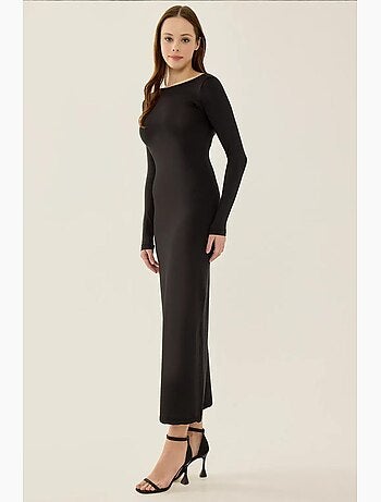Vestido midi de malha com costas abertas hiccup