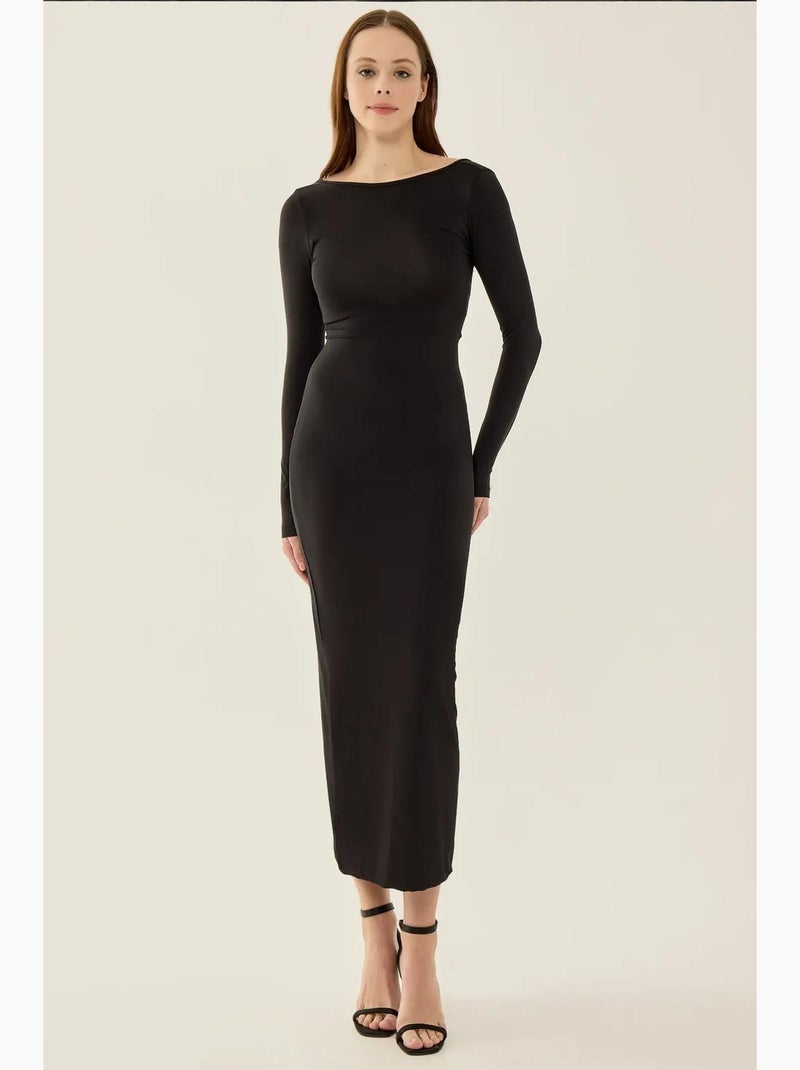 Vestido midi de malha com costas abertas hiccup Preto - Kiabi