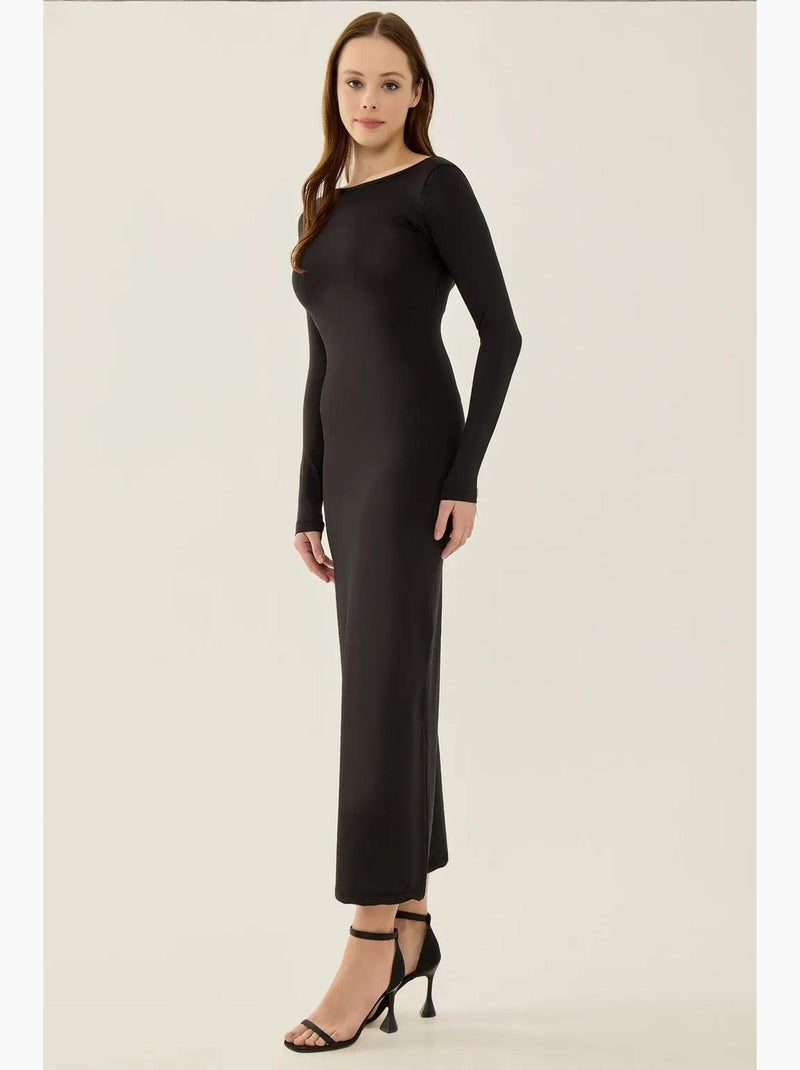 Vestido midi de malha com costas abertas hiccup Preto - Kiabi