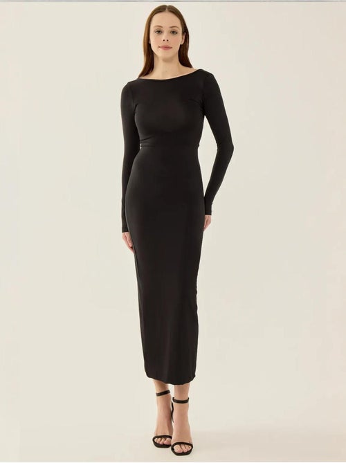 Vestido midi de malha com costas abertas - Kiabi Vestido midi de malha com costas abertas - Kiabi
