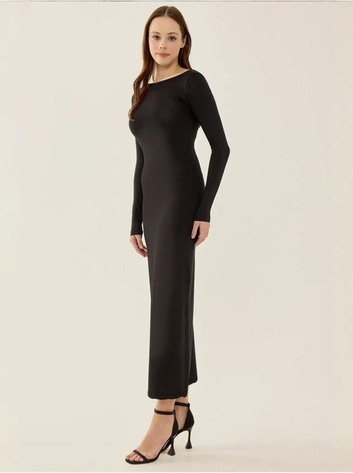 Vestido midi de malha com costas abertas - Kiabi Vestido midi de malha com costas abertas - Kiabi