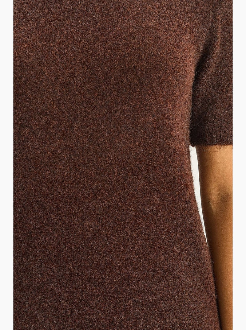 Vestido midi de malha com decote redondo lucci Castanho-escuro - Kiabi