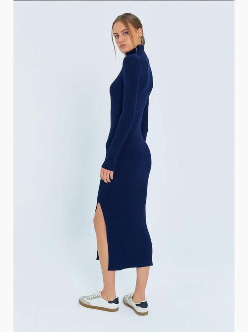 Vestido midi de malha com gola alta e racha mixray - Kiabi Vestido midi de malha com gola alta e racha mixray - Kiabi