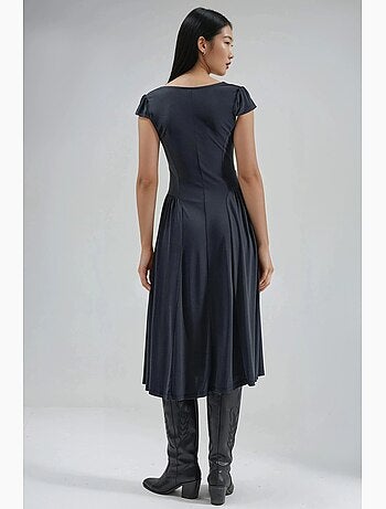 Vestido midi de malha com painéis busem