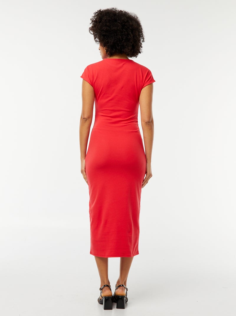 Vestido midi de malha elástica VERMELHO - Kiabi