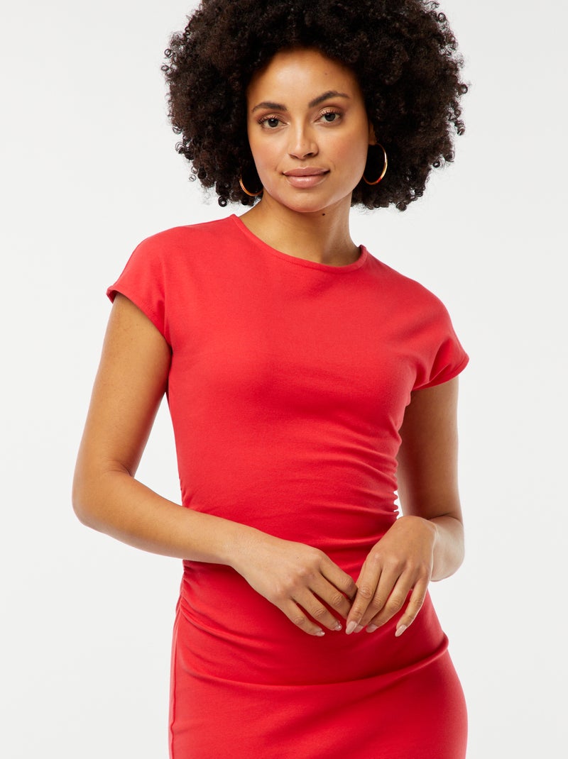 Vestido midi de malha elástica VERMELHO - Kiabi