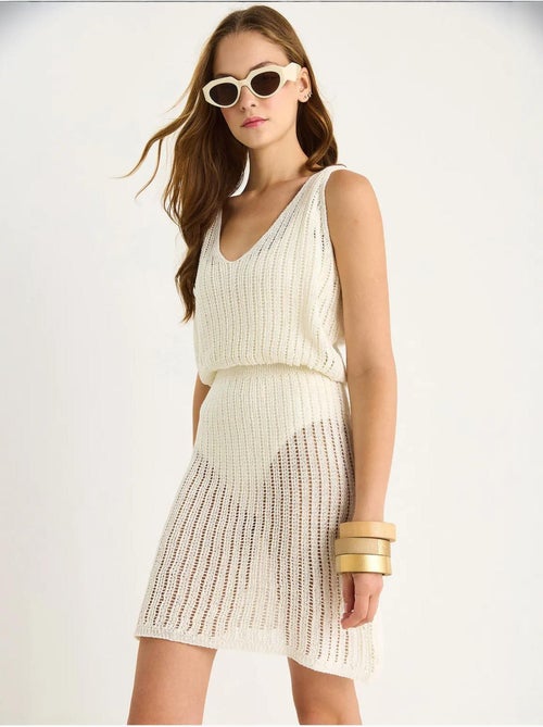 Vestido midi de malha texturada sem mangas com decote em v lucci - Kiabi Vestido midi de malha texturada sem mangas com decote em v lucci - Kiabi