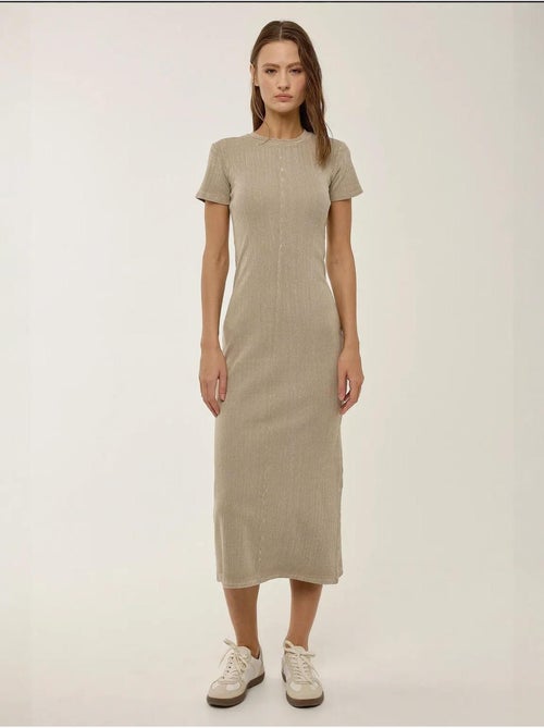 Vestido midi de manga curta e gola redonda hiccup - Kiabi