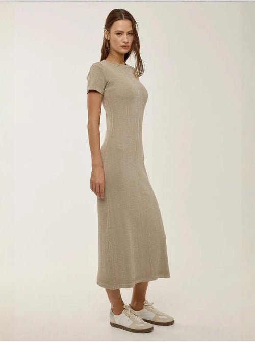 Vestido midi de manga curta e gola redonda hiccup - Kiabi