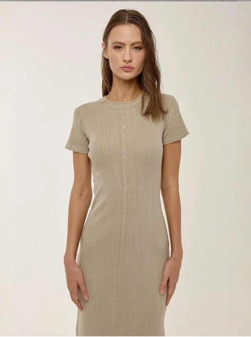 Vestido midi de manga curta e gola redonda hiccup - Kiabi