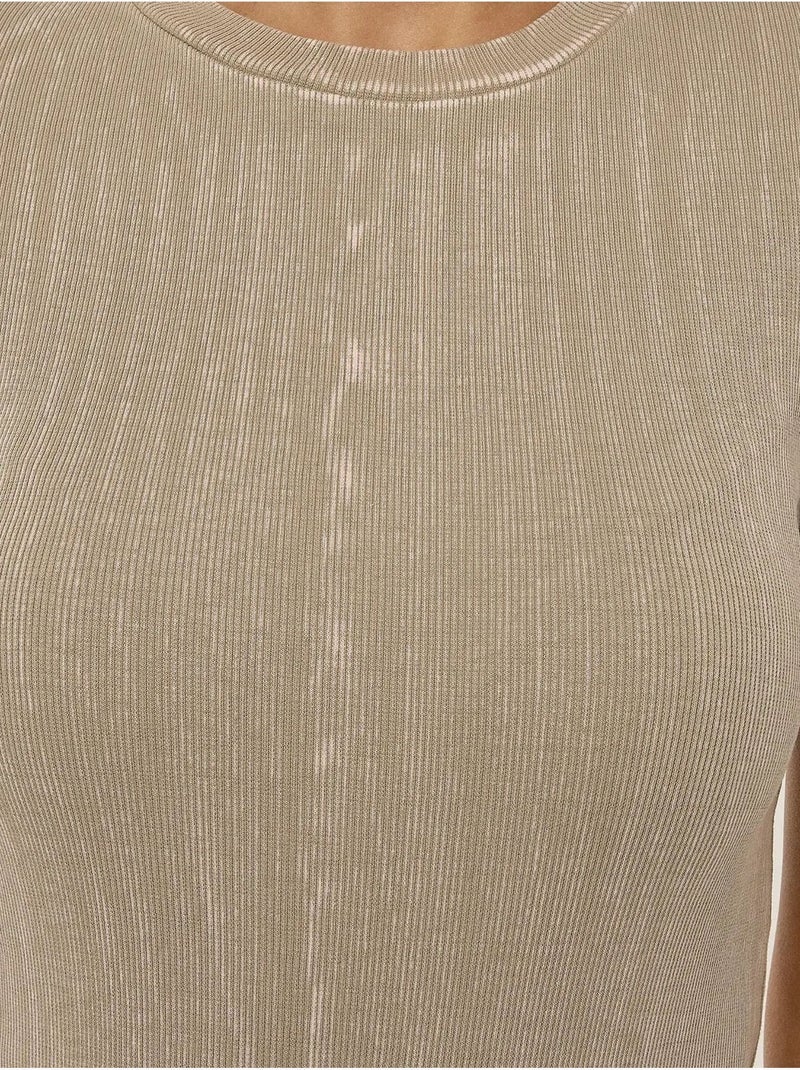 Vestido midi de manga curta e gola redonda hiccup Bege natural - Kiabi